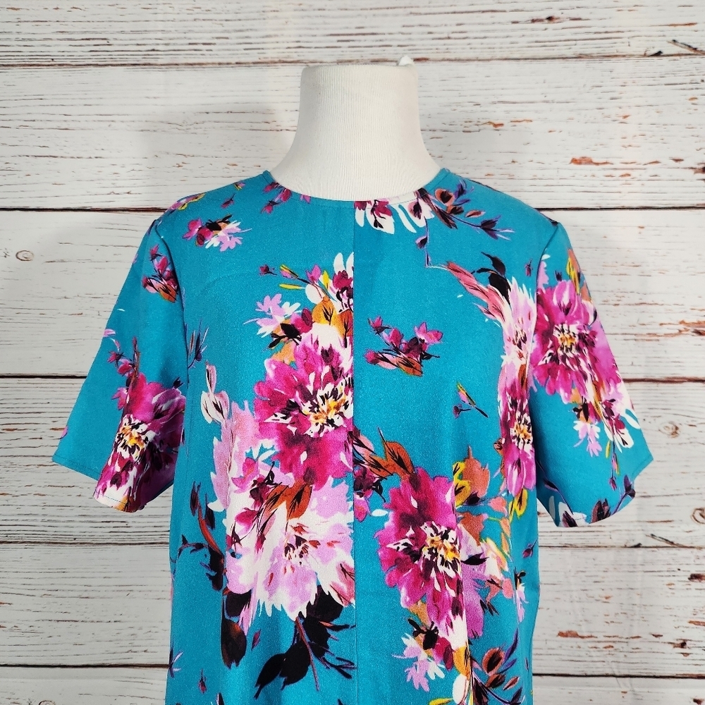 CHARLES HENRY Floral Crepe High/Low Trapeze Dress - Picture 3 of 8